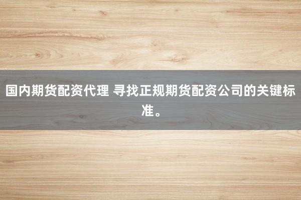 国内期货配资代理 寻找正规期货配资公司的关键标准。