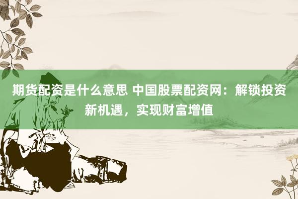 期货配资是什么意思 中国股票配资网：解锁投资新机遇，实现财富增值