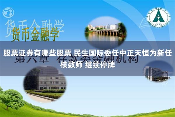 股票证券有哪些股票 民生国际委任中正天恒为新任核数师 继续停牌